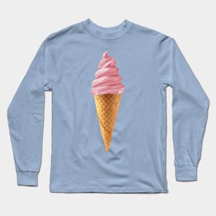 Pink Soft Serve Strawberry Icecream Cone Long Sleeve T-Shirt